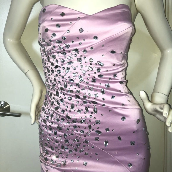 Y2K Jane Norman Pink Lilac Mauve Dress with Embellished Silver gems. XS - Picture 2 of 15